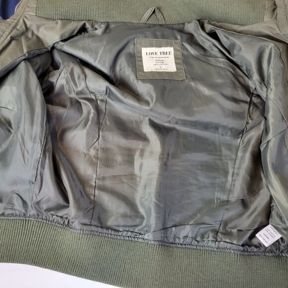 𝅺LOVE Tree Utility Style Hooded Jacket Army Green L - Picture 8 of 12